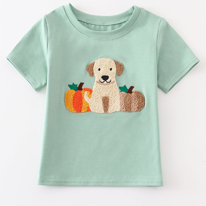 Puppy with Pumpkins | Embroidered