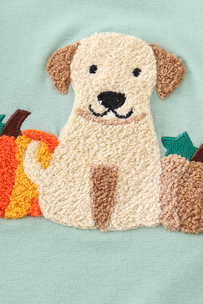Puppy with Pumpkins | Embroidered