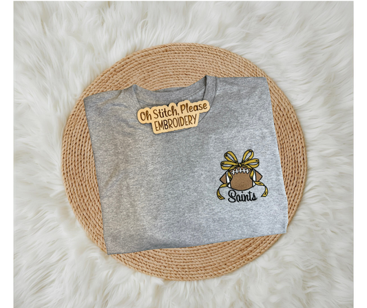 Football with Bow | Black & Gold (or change team/colors)