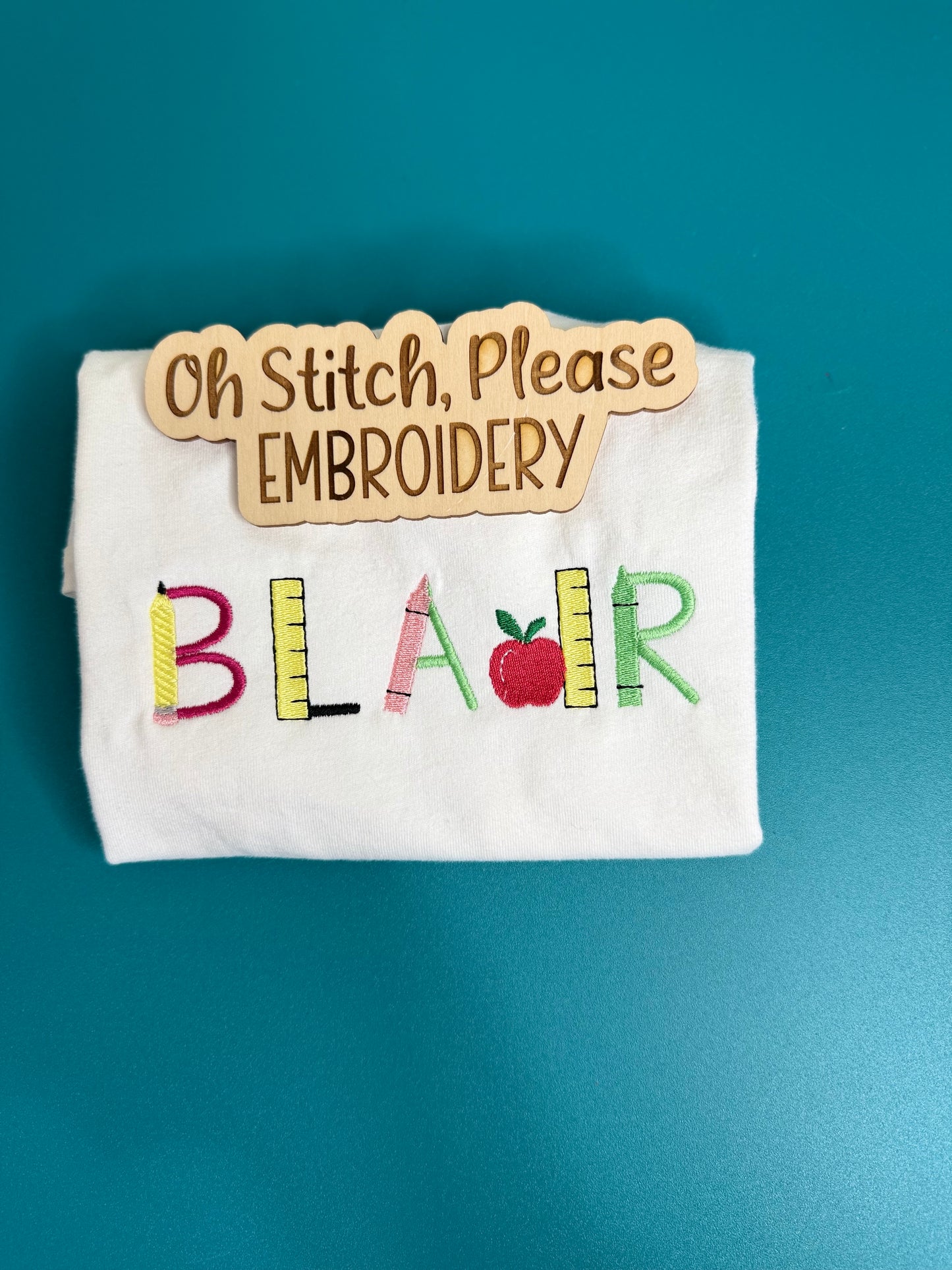 School Font with Name| Embroidered