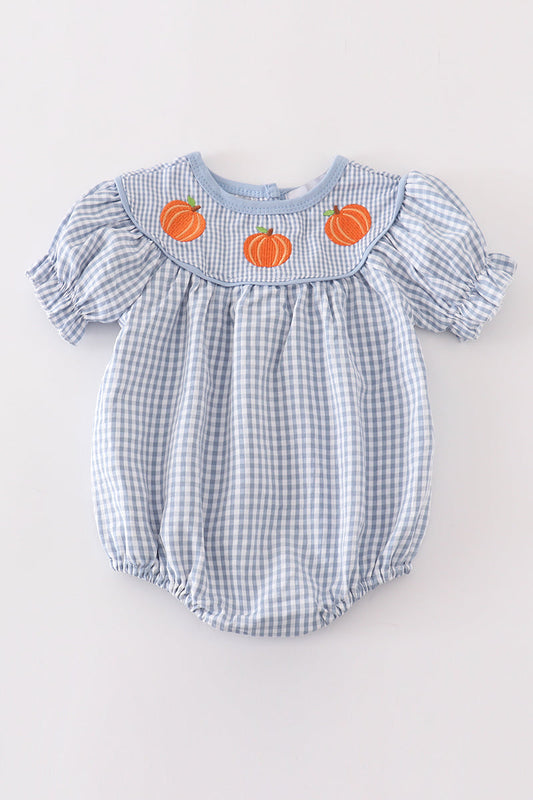 Pumpkin Bubble  Blue Gingham