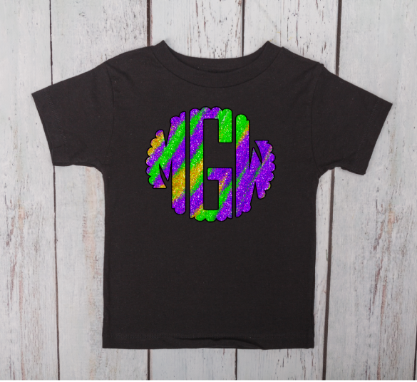 Mardi Gras Faux Glitter Monogram | Print Design