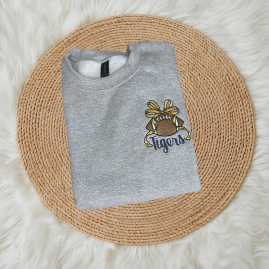 Football Fill Stitch with Bow | Customize Mascot & Colors