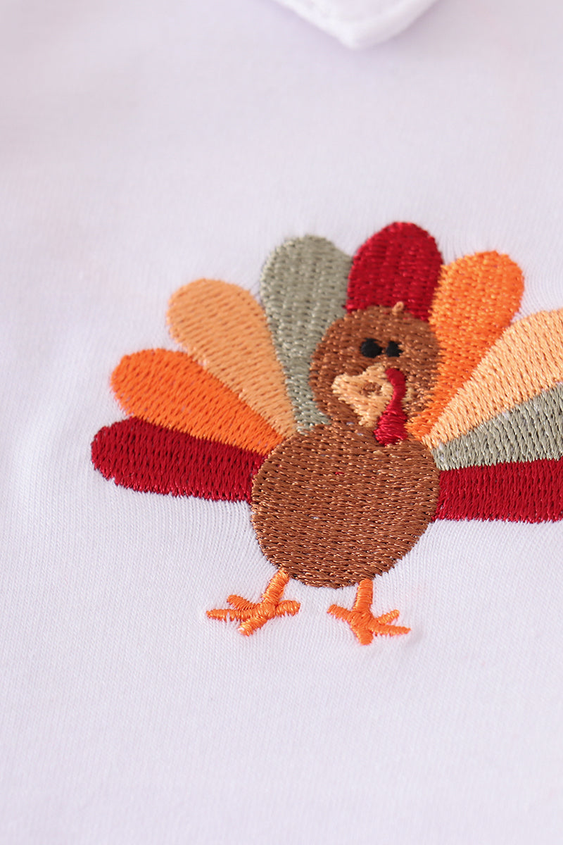Sage Turkey Embroidery Gingham Pants Set