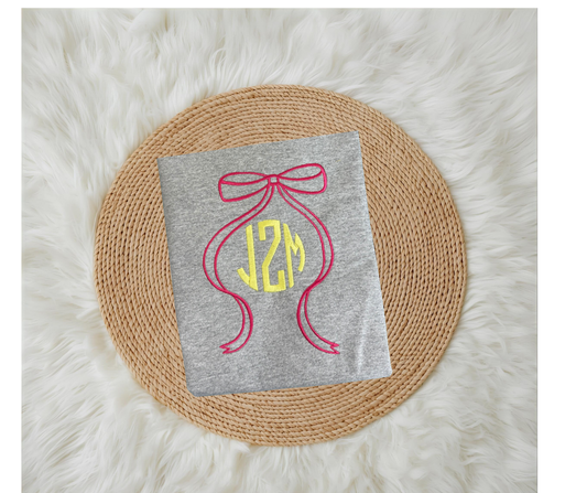 Bow Outline Stich with Monogram or Name