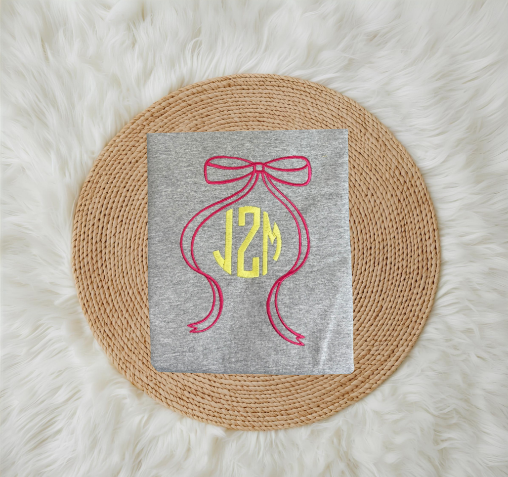 Bow Outline Stich with Monogram or Name