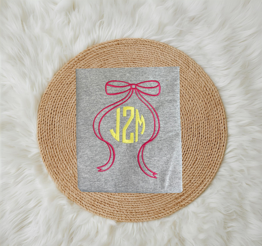 Bow Outline Stich with Monogram or Name