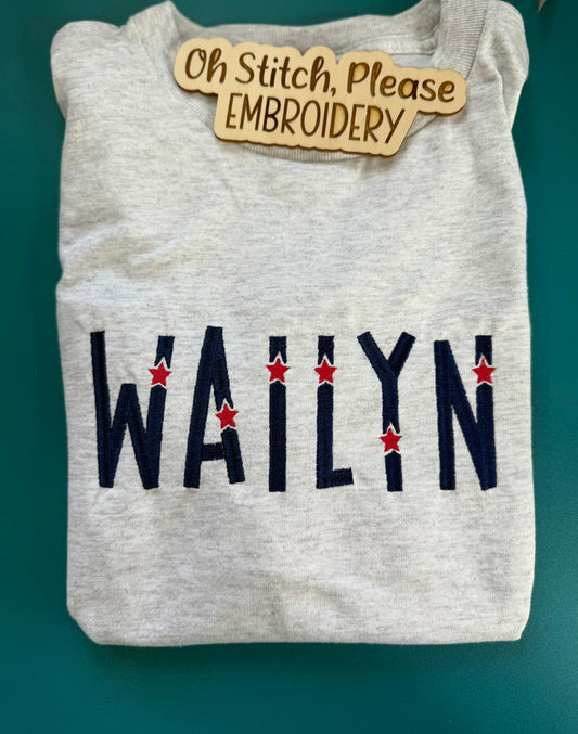 Patriotic Name in Tall Letters with Stars
