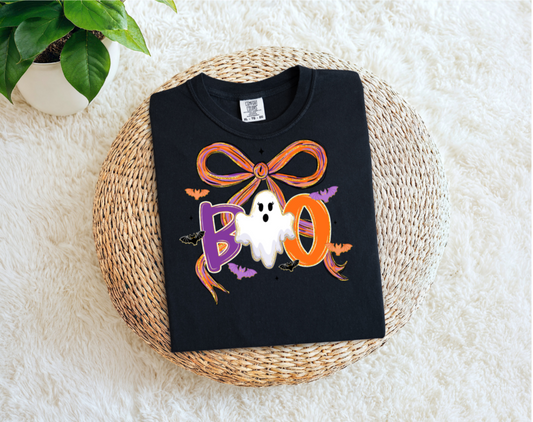 Boo Watercolor Ghost with Large Bow
