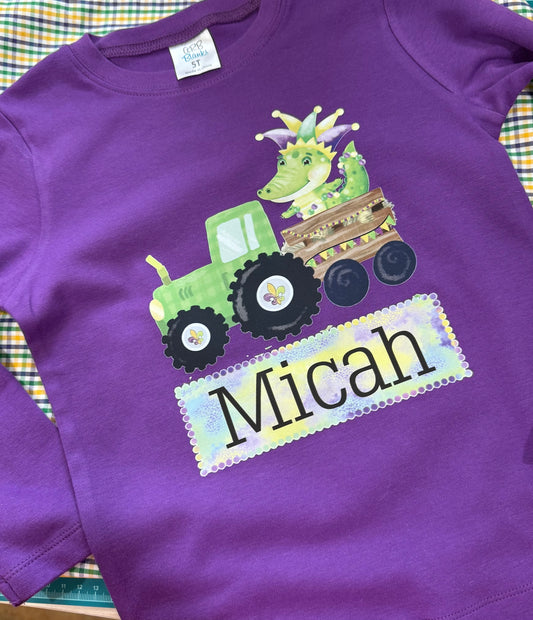Mardi Gras Gator Tractor Trailer Personalized | Printed