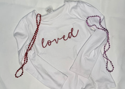 Valentine Script Loved in script with 3-color thread