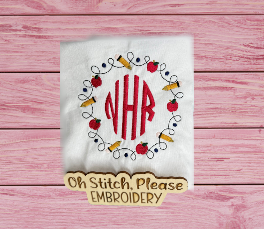 School Supplies Frame with Name or Monogram