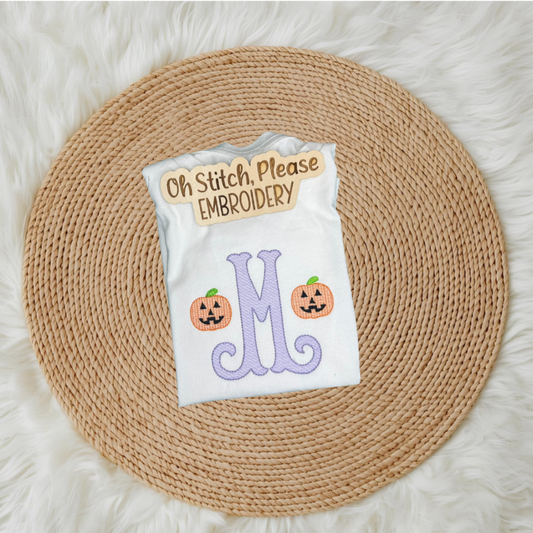 Fishtail Initial with mini-jack o' lanterns