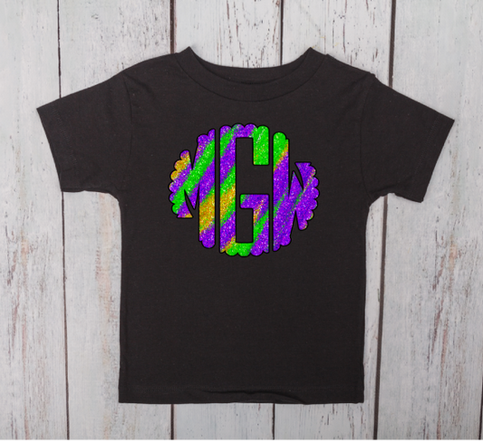 Mardi Gras Faux Glitter Monogram  | Print Design