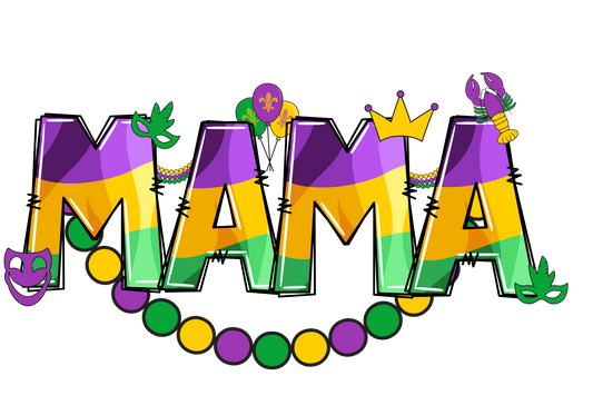 Mardi Gras Flag Colors Doodle with Name | Printed
