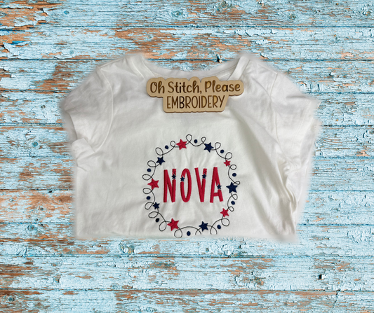 Patriotic Circle Frame With Name or Initials